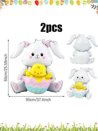 1/2pcs Easter sitting/standing rabbit holding egg balloons, suitable for Easter themes, home decoration, birthday decoration