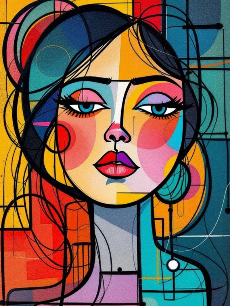 Abstract Couple Portrait 5D Diamond Painting – DIY Rhinestone Diamond Embroidery Art for Home Décor & Gifting