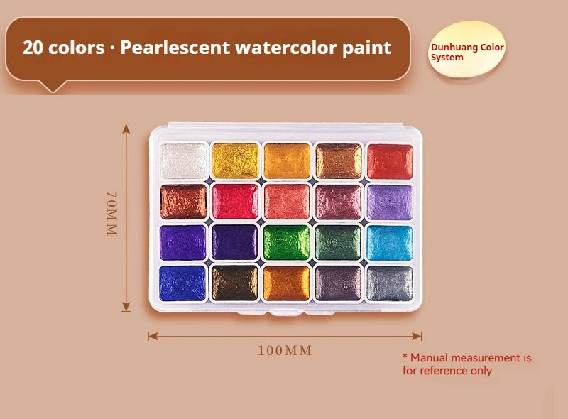 12/20/24/60 Color Solid Watercolor Paint Set -Metallic Glitter Pearlescent Pigments