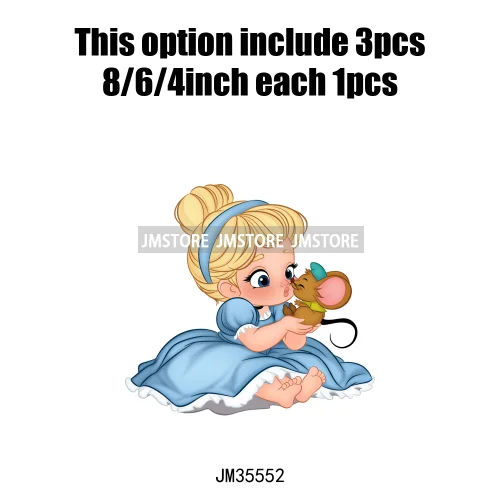 Love Cute Cartoon Little Baby Princess Girls Character Iron on DTF Transfers Washable Stickers Ready to Press for Clothes Bags