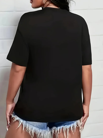 Crew Neck T-Shirt made of a polyester blend with medium stretch, designed as a casual knit top featuring a classic cartoon character graphic, suitable for women.