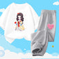 Teens Girls' 2-Piece Fashion Outfit: Princess Short Sleeve T-Shirt and Long Pants Tracksuit Set