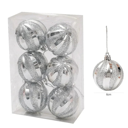 Gold Silver Red Shiny Christmas Balls Xmas Tree Hanging 6cm Large Ball Pendant New Year Gifts Christmas Home Party Decorations