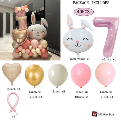 Easter Bunny Balloon with a Number for Kds Celebration