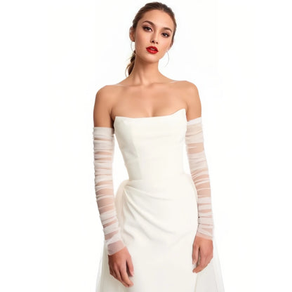 Women's Removable Bridal Accessories: Soft Tulle Bolero, Arm Sleeves, and Gloves for Wedding Dresses