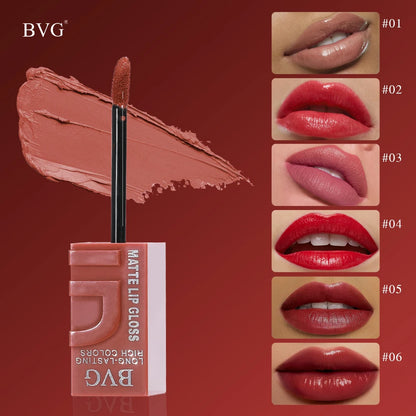 Multi-color matte lasting lip gloss lip gloss, non-greasy, non-fading, high-end warm colors, rich makeup liquid lipstick.