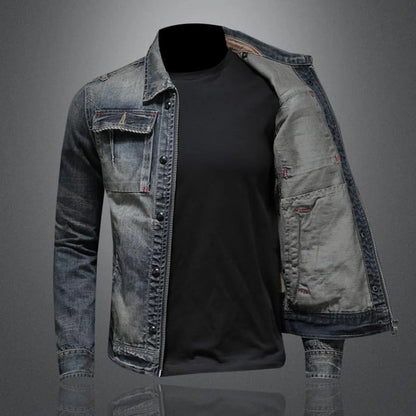 Vintage Denim Jacket Men's With Windbreak Cotton Padded Down Jacket Men's High Quality Classic Fashion New Zipper Padded Jacket