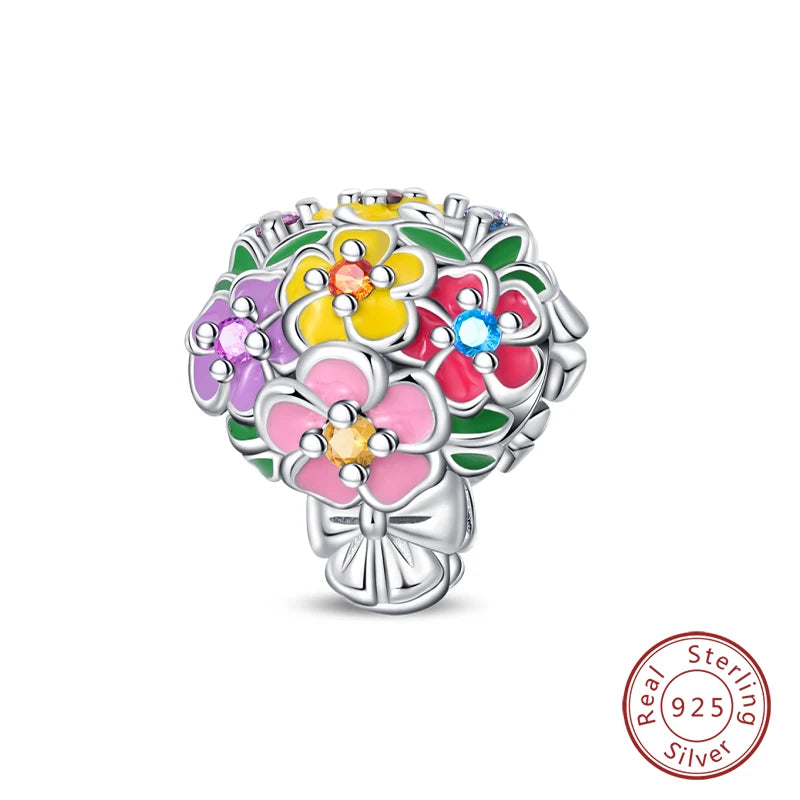 Springtime Charms 925 Sterling Silver Swallow Snail Butterfly Flower Charms Beads Fit Qikaola Bracelet DIY Birthday Jewelry Gift