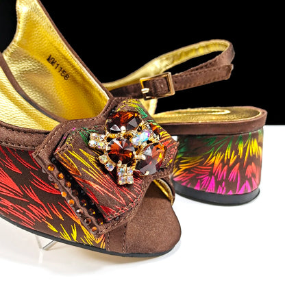 Nigerian Style Women Heels Shoes And Elegant Bag Set Color Matching Handbag Wedding Party Women Shoes