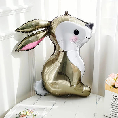 Easter Bunny & Chick Foil Balloon – Cute Standing Rabbit, Egg & Carrot Helium Balloon for Kids’ Party Decor