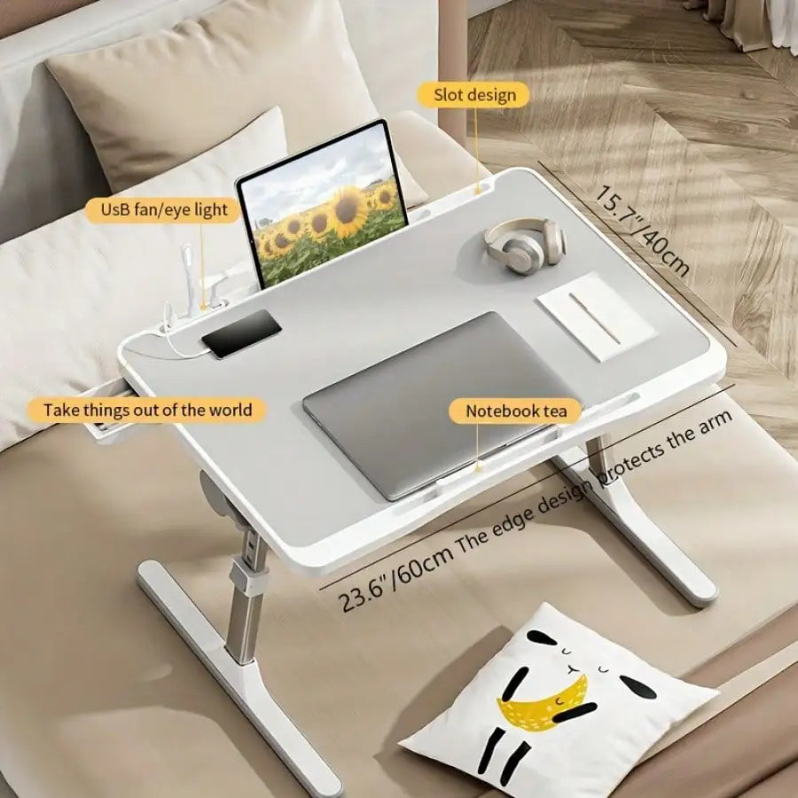 Adjustable Height And Angle Folding Desk, Home Office Computer Desk, Portable Laptop Desk Foldable Laptop Bed Tray Desk