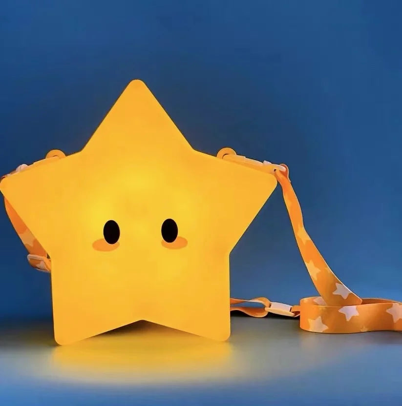 Super Mario Glowing Star Crossbody Bucket – Light‑Up Popcorn Bag for Cosplay & Gifts