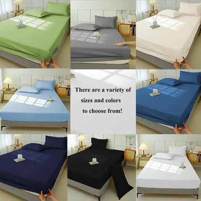 Waterproof Fitted Sheet Bedding Cover Bed Cloth Solid Color Mattress ,Soft Breathable Noiseless Bed Cover Deep Pocket Large size