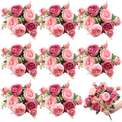 4-20 Bundles Artificial Peonies Flower Boho Faux Flower Artificial Centerpiece Spring Bouquet Floral Wedding Decoration for Vase