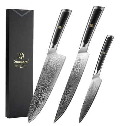 Sunnecko Damascus Chef Knife Set – 1–7 PCS High Carbon VG10 Steel Ultra‑Sharp Kitchen Knives