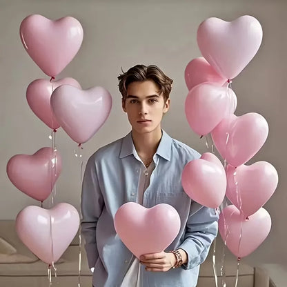 30‑Pack Pink Heart‑Shaped Latex Balloons for Valentine’s Day, Weddings & Festivals
