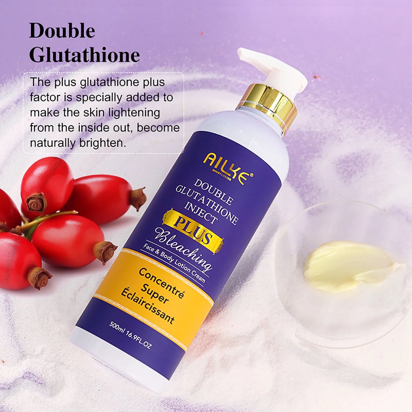 AILKE Glutathione PLUS Whitening Skin Care Set, Advanced Lightening Lotion, Moisturizes, Softens, Bleaching Kit for Men, Women