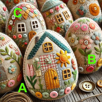Patchwork Felt Easter Egg House DIY Kit Flower Spring Festival Party DIY Kids Gift 2026 Happy Easter Day Home Decor