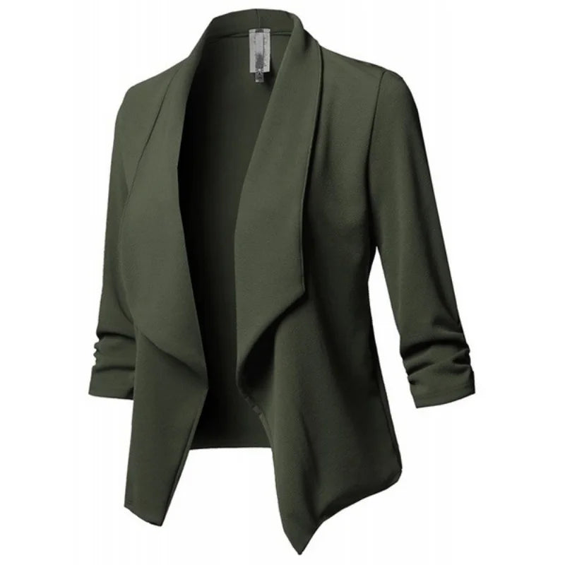 Women’s Open‑Front Slim Blazer – Long Sleeve Office Cardigan