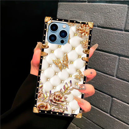 1 butterfly sheepskin textured phone case, suitable for iPhone 15 ProMax/14Plus/Samsung Galaxy S24 Ultra/S23 FE/A55/A15 models
