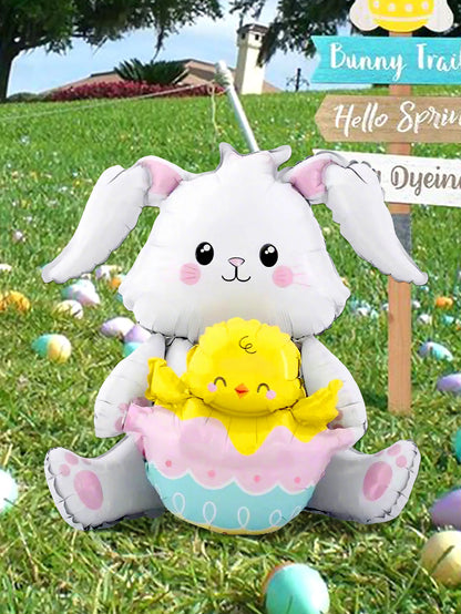 1/2pcs Easter sitting/standing rabbit holding egg balloons, suitable for Easter themes, home decoration, birthday decoration