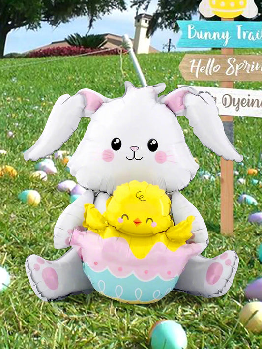 1/2pcs Easter sitting/standing rabbit holding egg balloons, suitable for Easter themes, home decoration, birthday decoration