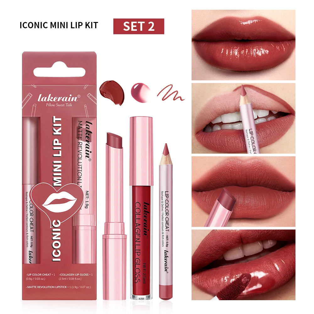 Matte Black Lipstick Set – Waterproof Velvet Liquid Lip Gloss & Lip Liner