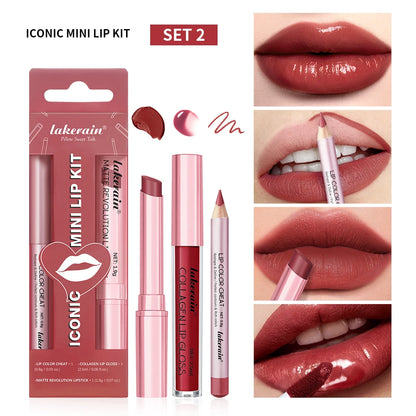 Matte Black Lipstick Set – Waterproof Velvet Liquid Lip Gloss & Lip Liner