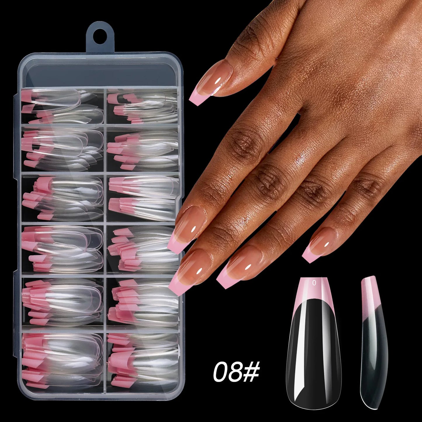 120pcs/box Acrylic French False Nails Medium Length Square Armor Full Cover Nail Tips