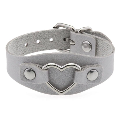 Punk Gothic Style PU Leather Faux Jewelry Heart Bracelet ,Male Female Lover Bangle Holiday Party Costume ﻿