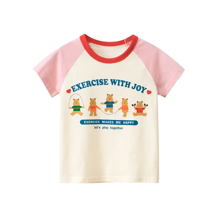Short Sleeve Children Girl T-shirts Printed 2-8 Years Cotton Toddler Girl Tops Kids Baby Girl Tees Clothes
