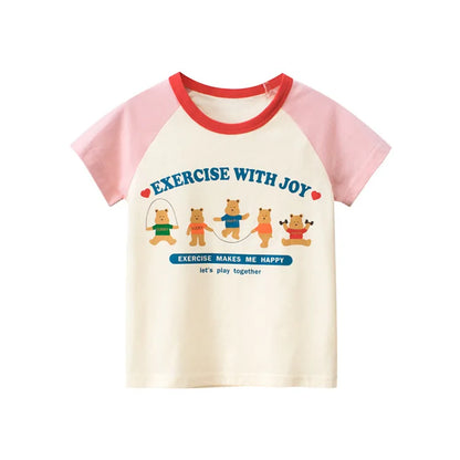 Short Sleeve Children Girl T-shirts Printed 2-8 Years Cotton Toddler Girl Tops Kids Baby Girl Tees Clothes