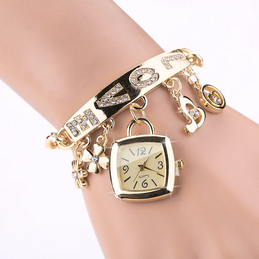 Women’s Luxury Bracelet Watch Set – Square Dial Quartz Wristwatch with Fashion Bracelet (No Box)