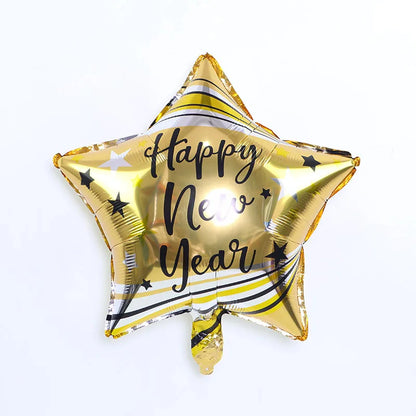 2026 New Year Foil Ballons Happy New Year Letter Banner Garland Party Decorations New Year Wine Bottle Star Round Photo Props