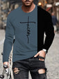 Fashion Trend Men's Crew-neck Long Sleeves Cross 3D Printed Men's Casual Pullover T-shirt Casual All-match Men's Top S-5XL