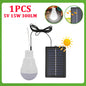 1-12pcs 5V 15W 300LM Solar Lighting Bulb Portable Solar Power Panel Battery Charger Energy Saving Outdoor Lamp USB Rechargable