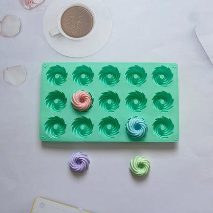 15 Holes Spiral Shape Silicone Cake Mold Mousse Chocolate Dessert Jelly Mould Donuts Pastry Baking Tools