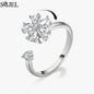 Korean Fashion Daisy Spinner Fidget Ring Multiple Style Sunflower Rose Snowflake Rotate Freely Anti Stress Anxiety Rings Wedding