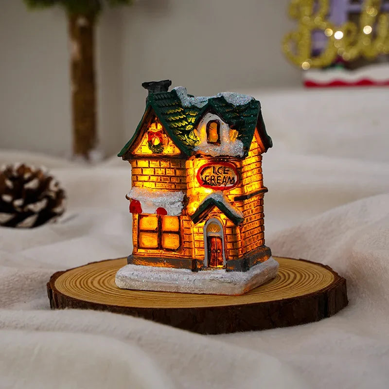 New year Decoration LED Night Light Christmas Luminous House Sculpture Ornament