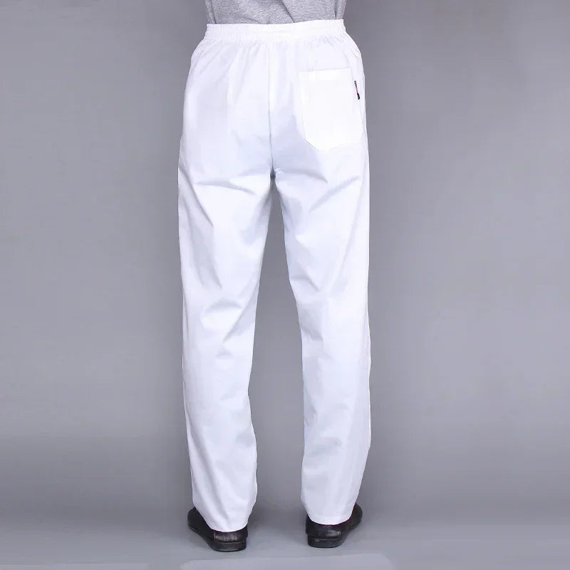 Chef Pants Men Restaurant Kitchen Work Pants Unisex Elastic Cook Workwear Chili Cutlery Kitchenware Breakfast Working Pants