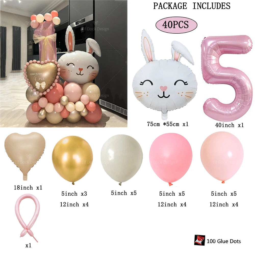 Easter Bunny Balloon with a Number for Kds Celebration