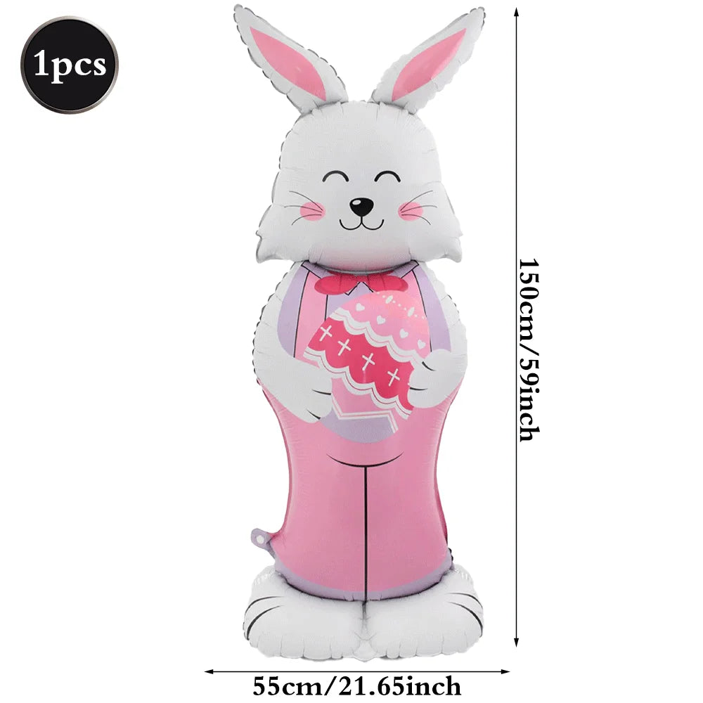 3D Standing Easter Foil Balloon Giant Rabbit Carrot Chick Egg Balloons Easter Party Decoration Kids Gift Air Filled Garden Decor