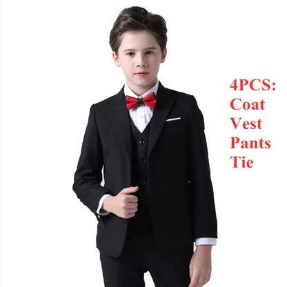 Boys Top Quality Plaid Suit Tuxedo Bowtie Blazer