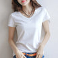 Short T-Shirts Summer Women's Short Sleeve Round Neck Casual Blouse Shirts Solid Color Tops  Black / White