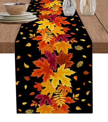 Thanksgiving Autumn Maple Leaves Table Runner Christmas Dinner Table Cloth Wedding Party Decor Cotton Linen Tablecloth