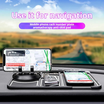 4-in-1 PVC Car Anti-Slip Mat: Silicone Phone Holder, Dashboard Mount, Multi-Purpose Car Organizer Tray Accessory