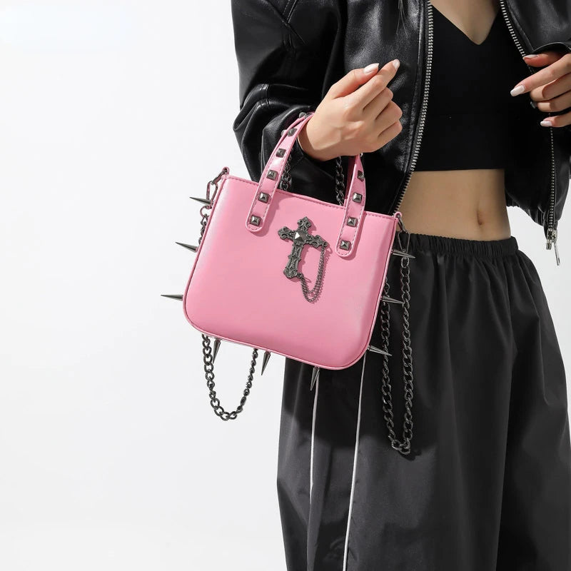 Harajuku Punk Skeleton Chain Crossbody – Spicy Girls Gothic Aesthetic Shoulder Bag
