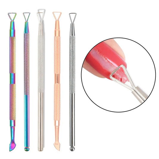 Gel Polish Remover Cleaner Nail UV Gel Remover Culticle Pusher Dead Skin Removing Stainless Steel Stick Rod Manicure Nails Tool