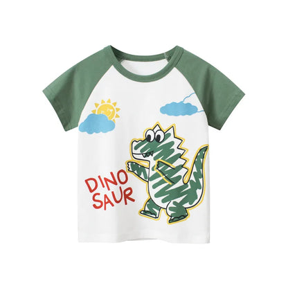 2-8 Years Summer Children Boys T-shirts Cartoon Printed Letter Baby Boy Short Sleeve Tops Kids T Shirts Toddler Clothes