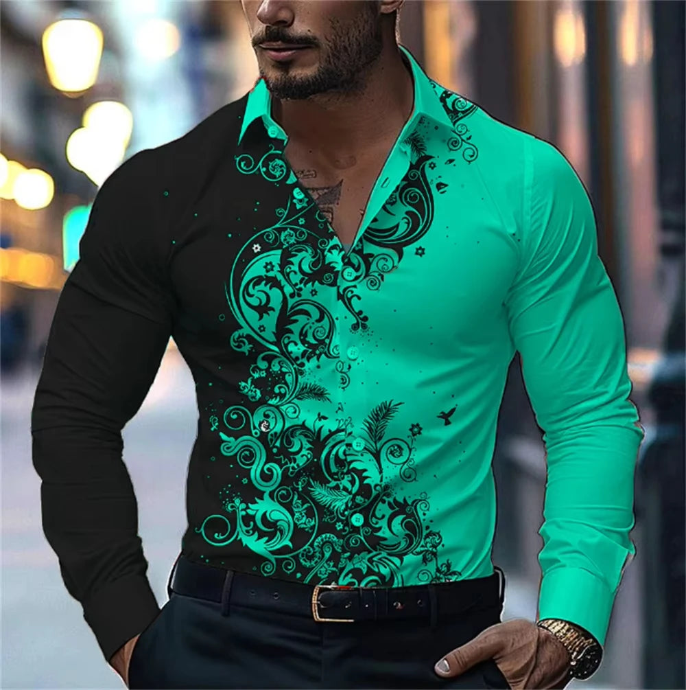 Men’s Casual Long Sleeve Button‑Up